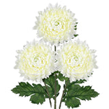 3Pcs Fake Mums Flowers White Artificial Chrysanthemum Flowers Silk Long Stem Floral Arrangements Bouquets Faux Spider Mum Flower Pincushion Flower Bush Spring Home Decor