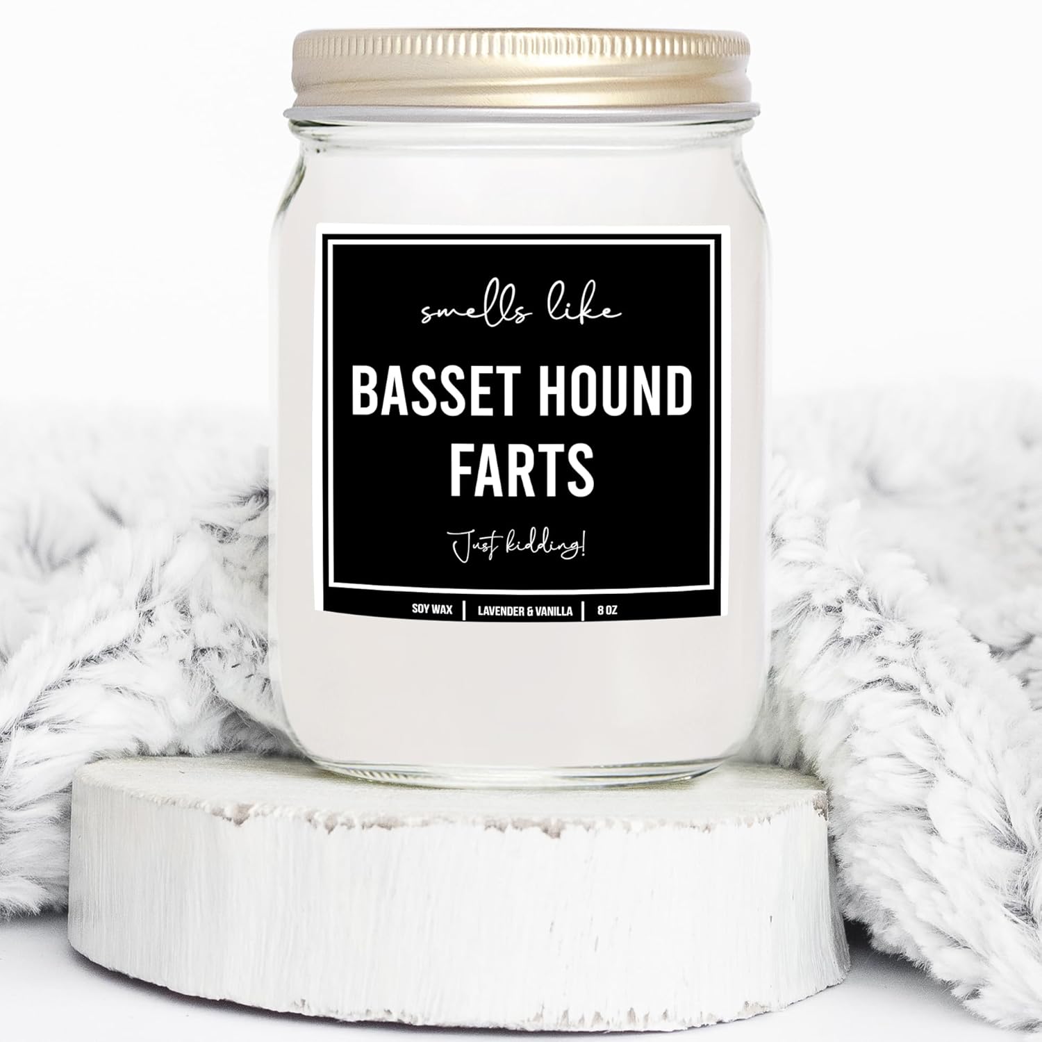 You Nique Designs Gifts For Basset Hound Lovers Dog Fart Candle 8Oz - Basset Hound Presents For Men, Women - Basset Hound Decorations, Gifts Funny Décor (Lavender & Vanilla)