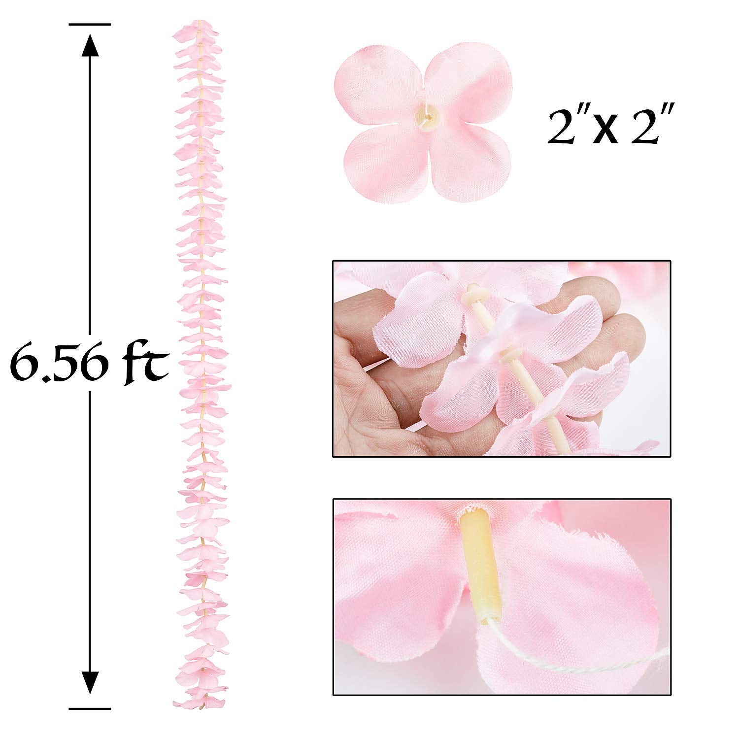 10 Pack 6.5 Feet / 78 Inch Wisteria Artificial Fake Hanging Flowers Silk Vine Ratta Plants Leaf Garland For Home Wedding Party Garden Outdoor Greenery Wall Decoration Pink