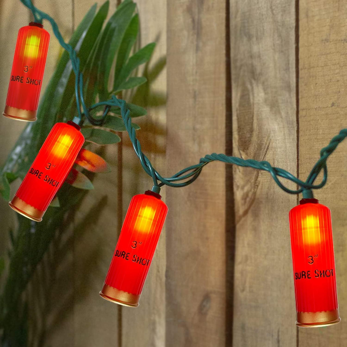 8.5Ft Led Shotgun Shell String Light, 8.5Ft Outdoor Red Bullet Shaped Light With 10 Led 3D Bullets Lights, Connectable C
