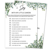 Eucalyptus Bridal Shower Game Cards - I Spy With My Little Camera, Wedding Engagement Bachelorette Party Bridal Shower Games For 30 Guests, Double Sided Cards Set Of 30, Activity Supplies & Favor/A13