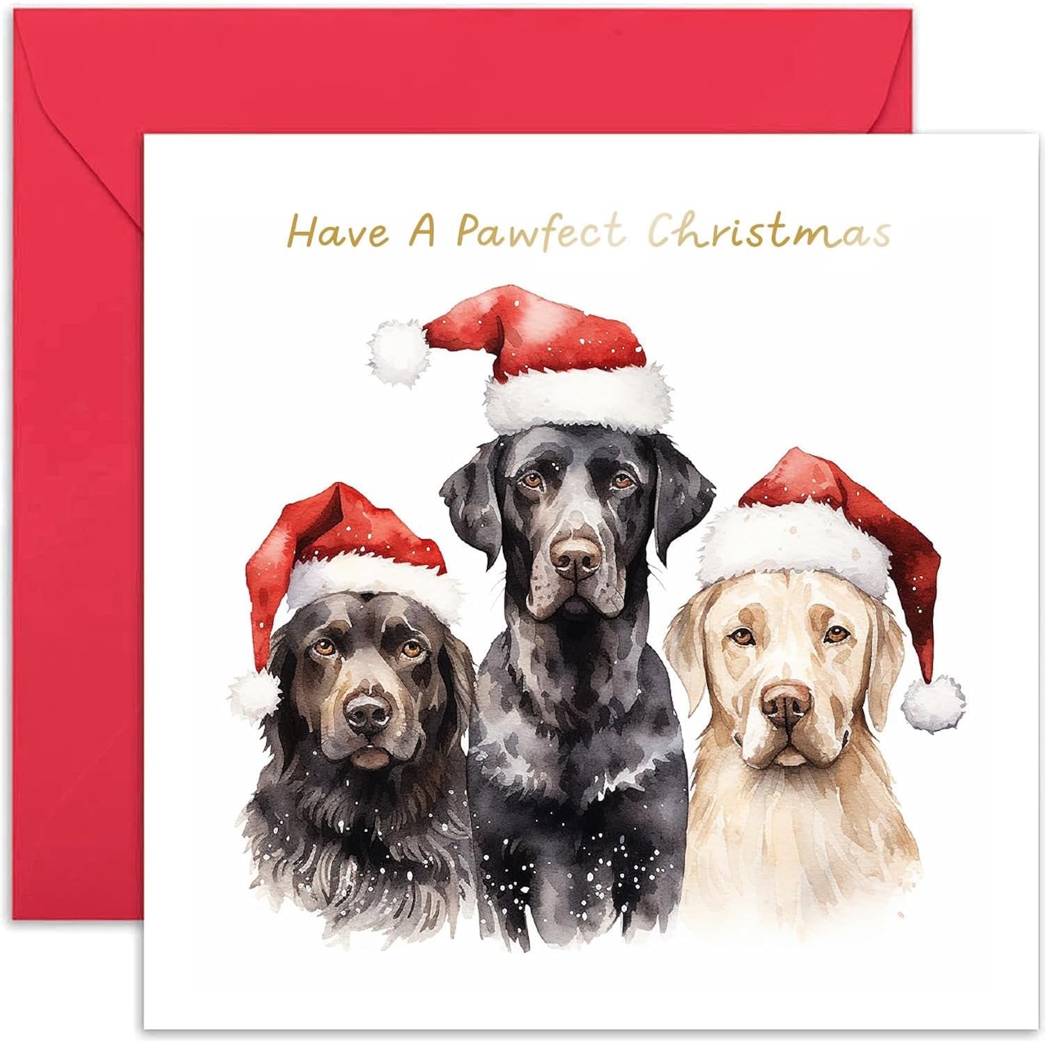 Old English Co. Pawfect Christmas Card For Them - Cute Dogs Santa Hat Christmas Card For Parents, Mum, Dad - Special Merry Xmas Gift For Family | Blank Inside With Envelope