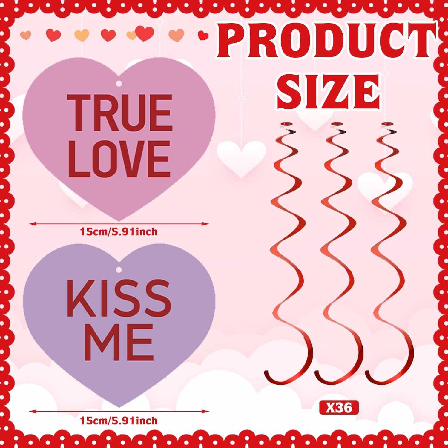 72 Pcs Valentine'S Day Hanging Swirls Decorations Be Mine Love Conversation Valentine Party Decoration Ceiling Decorations Foil Swirls For Home Office Party Favors Supplies