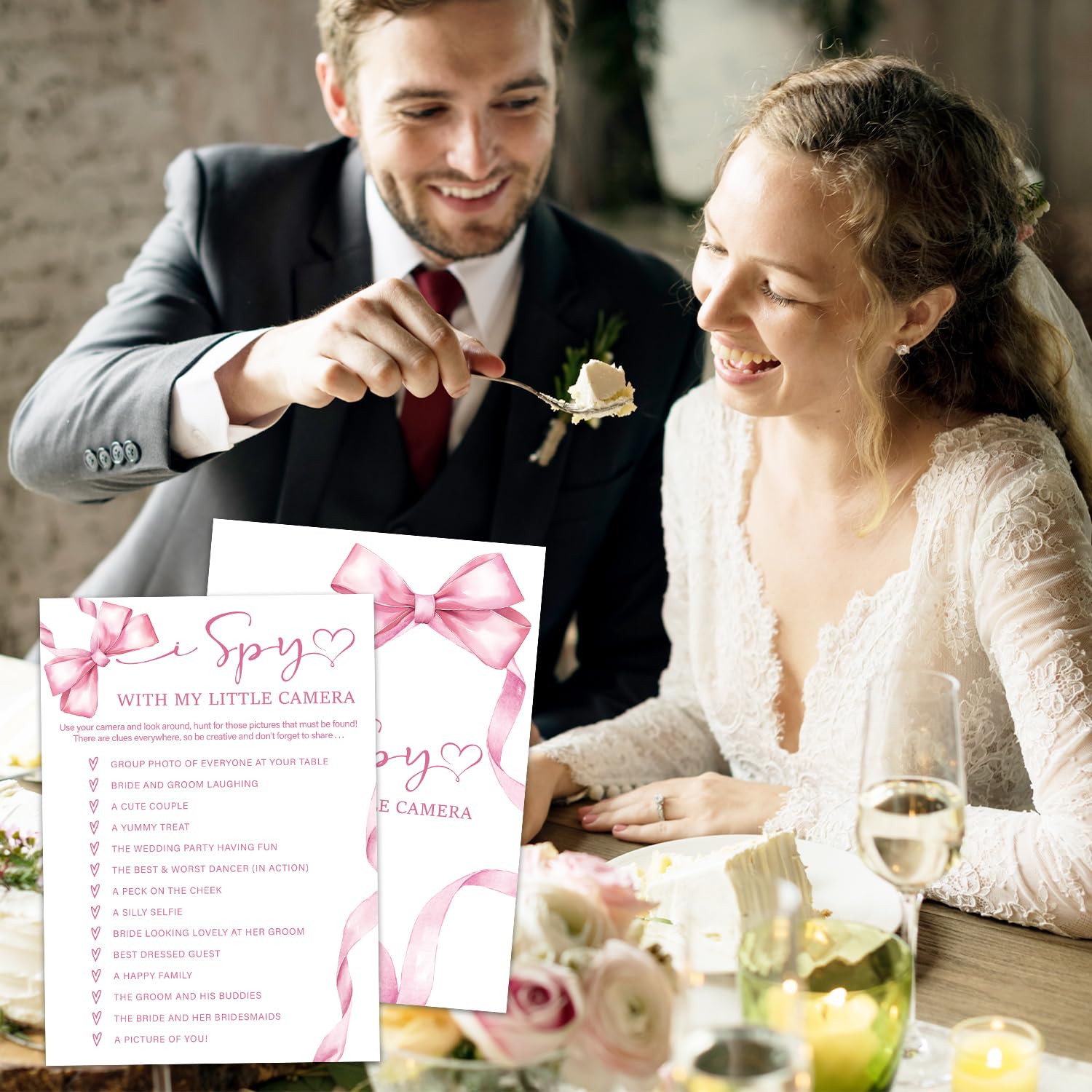 Bridal Shower Games 30 Guests, I Spy With My Little Camera Bridal Shower Wedding Games For Reception, Rehearsal Dinner Engagement Party Activities Game Card/Hl 010