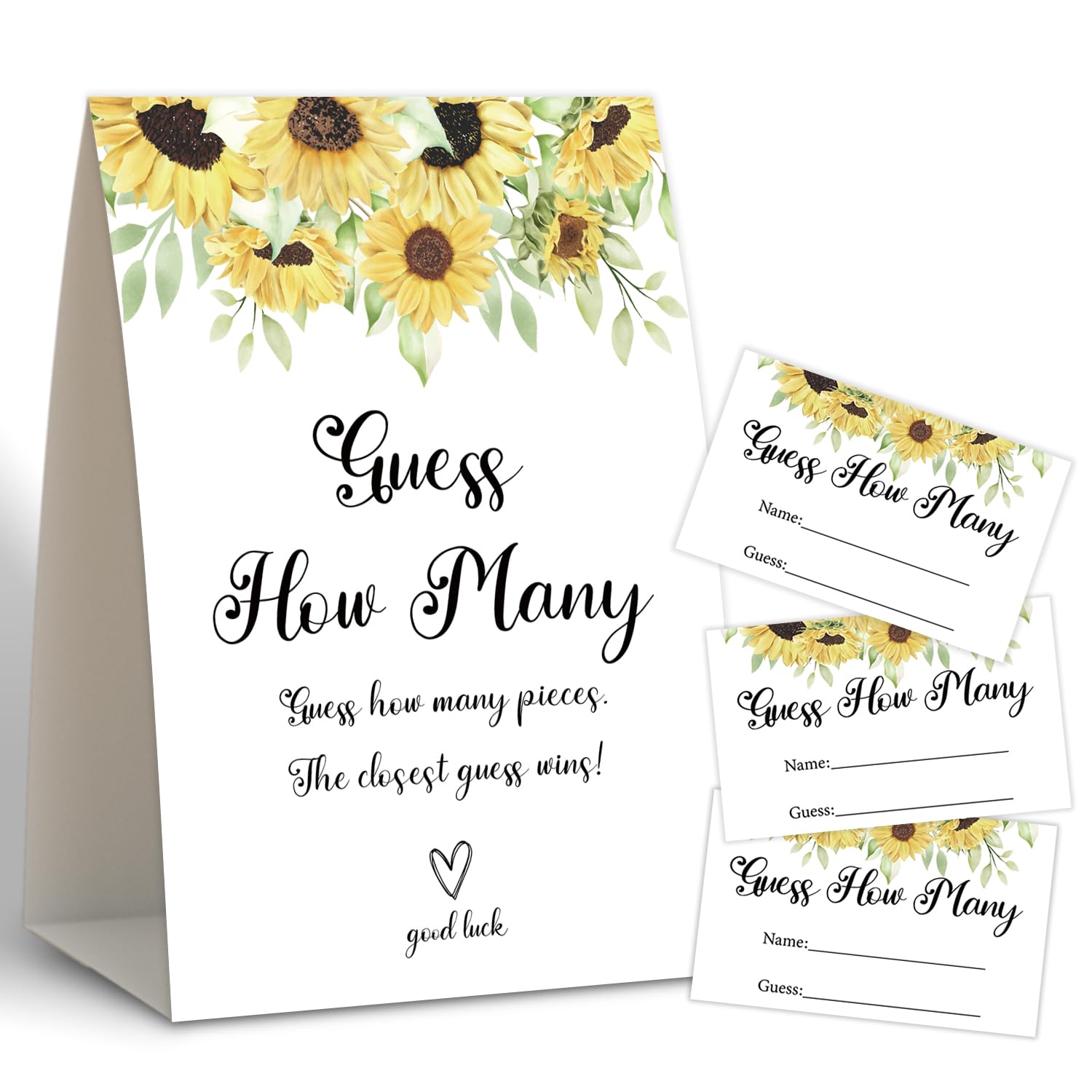 Sunflower Shower Game,How Many,Baby Shower Games,Wedding Shower Games,Baby Shower Decorations Gender Neutral,Bridal Shower Decoration,Birthday Party Game,50 Cards & 1 Sign -5