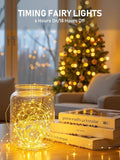 5 Pack Battery Operated Fairy Lights 7FT 20 LED Warm White String Lights with Timer Silver Wire for Bedroom Wedding Party Christmas Decor