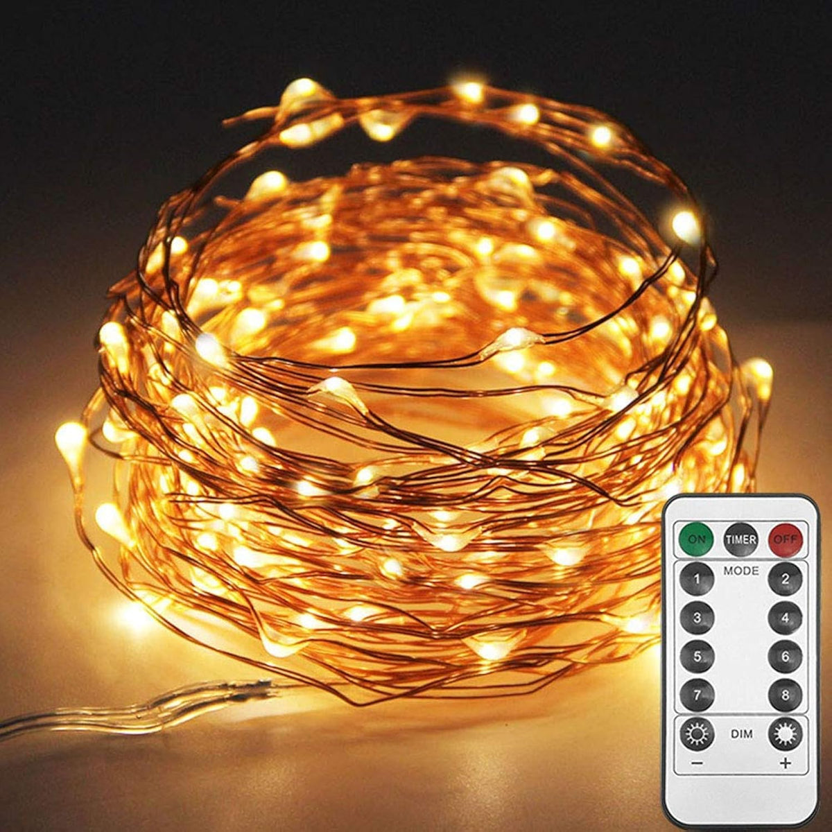 33Ft 100Led Copper Wire String Lights Fairy String Lights 8 Modes Usb Powered With Remote Control For Wedding Party Home