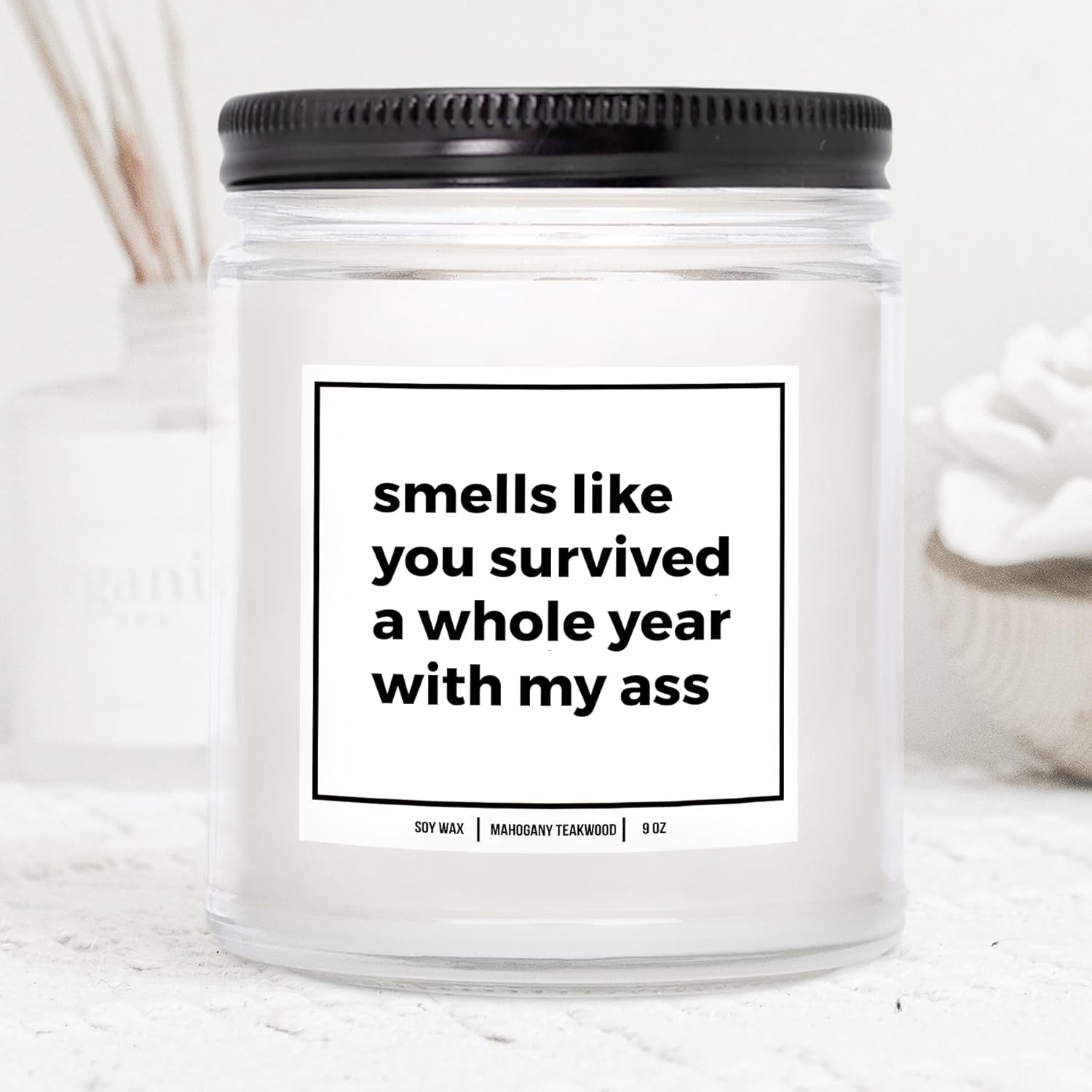 You Nique Designs 1St Anniversary Candle - 1 Year Dating Anniversary For Boyfriend, Girlfriend - 1 Year Wedding Present For Wife, Husband - 1St Anniv Candle Ideas (Mahogany Teakwood)
