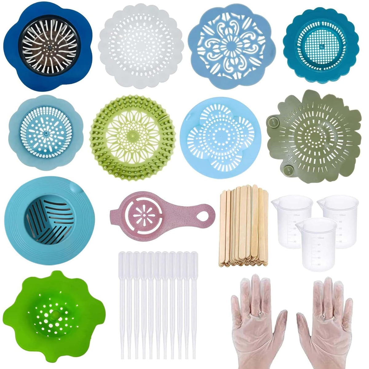 35 Pcs Acrylic Pouring Strainers Set, 11 Pcs Plastic Silicone Paint Pouring Strainers Painting Tools Kits Drawing Sets For Diy Paint