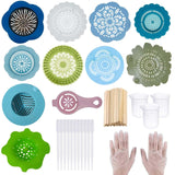 35 Pcs Acrylic Pouring Strainers Set, 11 Pcs Plastic Silicone Paint Pouring Strainers Painting Tools Kits Drawing Sets For Diy Paint