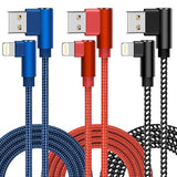 3 Pack 10FT MFi Certified 90 Degree Lightning Fast Charging Cable for iPhone and iPad