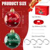 2Pcs 24 Inch Inflatable Christmas Ball Giant Pvc Xmas Inflatable Decorated Balls, Outdoor Inflatables Ornaments Christma