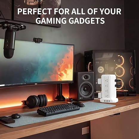 Power Strip Tower 16 Outlets 4 USB Ports 5FT Cord 1080J Surge Protector