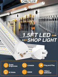 4 Pack LED Shop Lights 25W 3750LM 6500K Plug and Play Linkable T8 Tube Fixtures for Garage Workshop