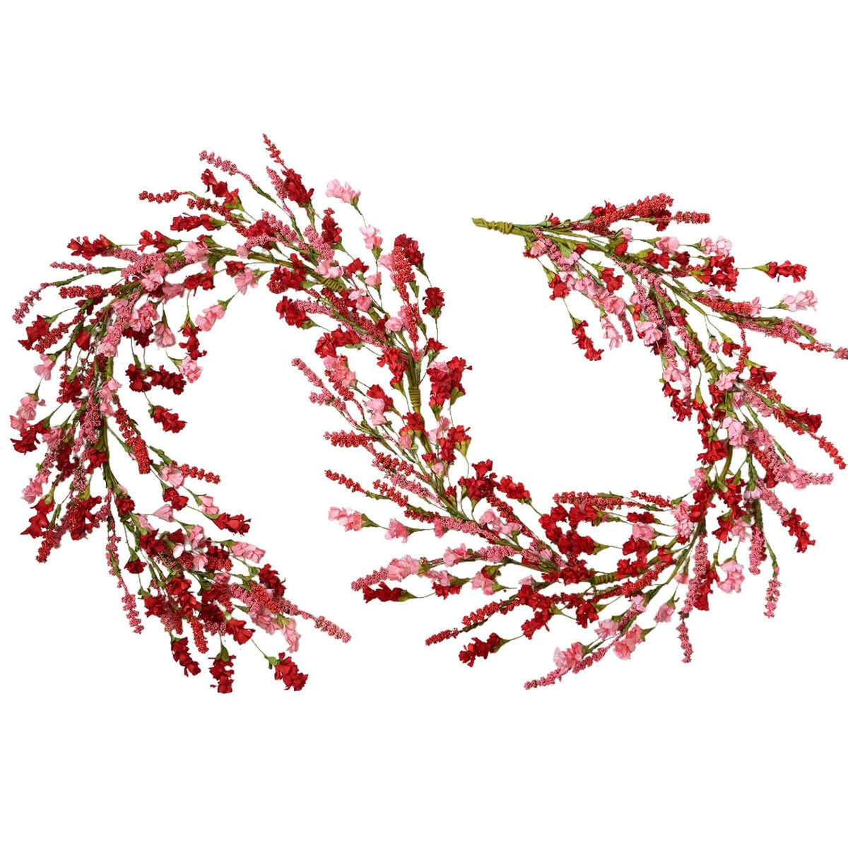 TEMPUS 5.9Ft Artificial Pink Flower Garland Natural Vine Garland for Front Door Mantel Party Decorations Valentines Mother's Day Decorations Wedding Party Home Decor