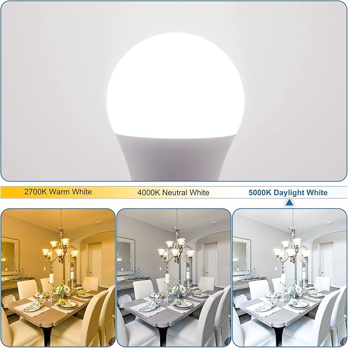 E12 LED Candelabra Bulbs 6 Pack 60W Equivalent 5000K Daylight A15 Ceiling Fan Chandelier Light Bulbs