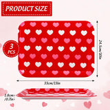 3Pcs Valentine' S Day Serving Trays Reusable Serving Dishes Red Pink Heart Decorative Platter For Wedding Party Sharing Snacks Fruits Dessert, 13 X 10 Inch