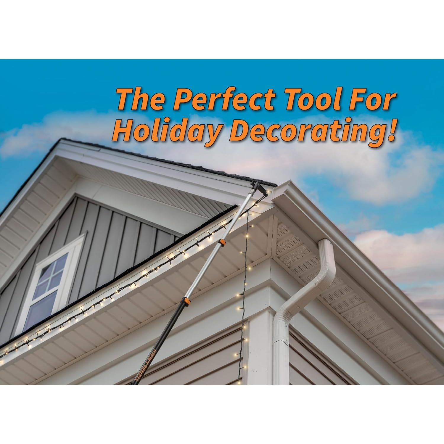 5-30 Ft Long Telescopic Extension Pole With Utility Hook // Telescoping Pole For Christmas Lights Installation, String Lights, Birdfeeders // Lightweight And Sturdy // Christmas Light Pole With Hook