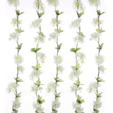 2Pcs Artificial Cherry Blossom Flower Garland Silk Fake Hanging Flower Vines For Home Wedding Decoration 7.2Ft, White