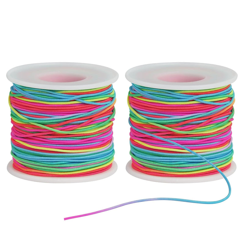 Bracelet String Elastic Cord - 2 Rolls 1Mm Stretchy String For Bracelet Making