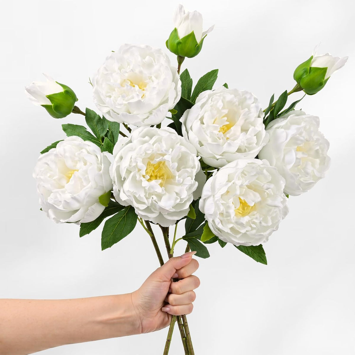 3Pcs Real Touch Peonies Artificial Flowers, 22In White Fake Peonies Artificial Peonies Flowers Latex Large Faux Peony Flowers For Centerpiece Table Wedding Party Home Decor
