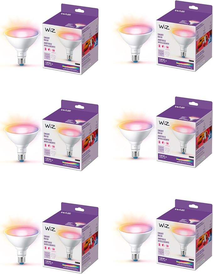 PAR38 Smart LED Bulbs 6 Pack 120W Equivalent Color Changing WiFi Outdoor Indoor E26 Alexa Google Siri