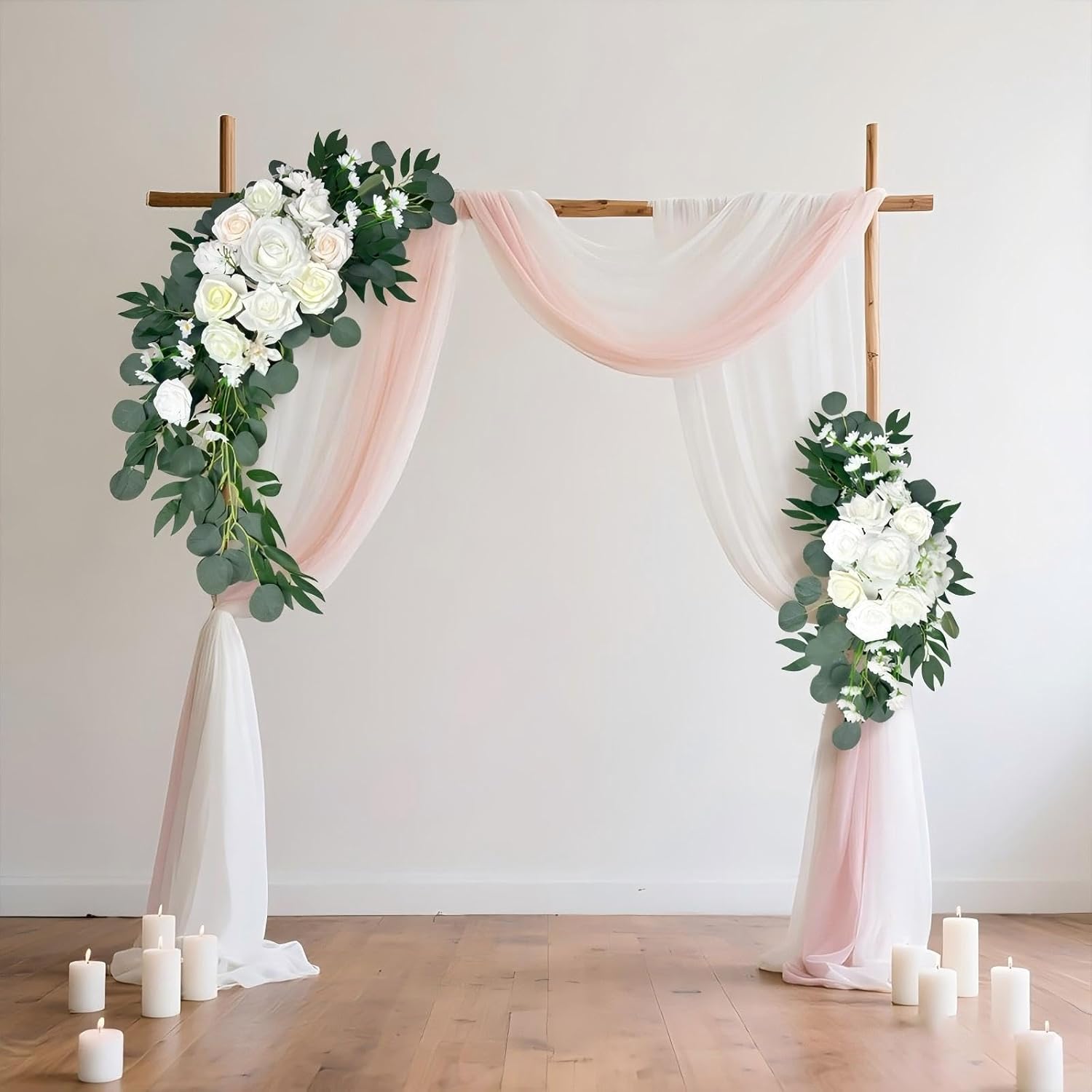 Flowers For Wedding Arch Set Of 2 - Artificial Floral Swag For Ceremony Backdrop & Arch Decoration - Fake Flowers For Arch Backdrop, Balloon Arch & Wall Decor