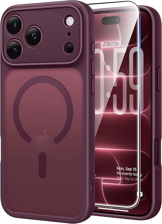 Burgundy MagSafe iPhone Pro Case Compatible with iPhone 18 Pro and iPhone 17 Pro