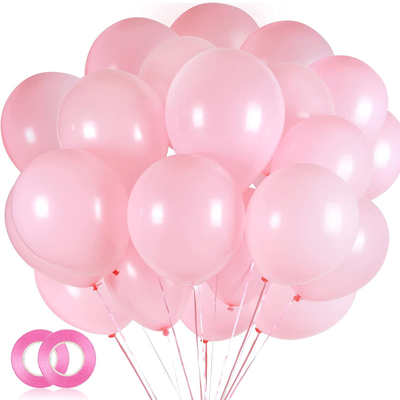 100Pcs Pink Balloons, 12 Inch Pink Latex Party Balloons Helium Quality