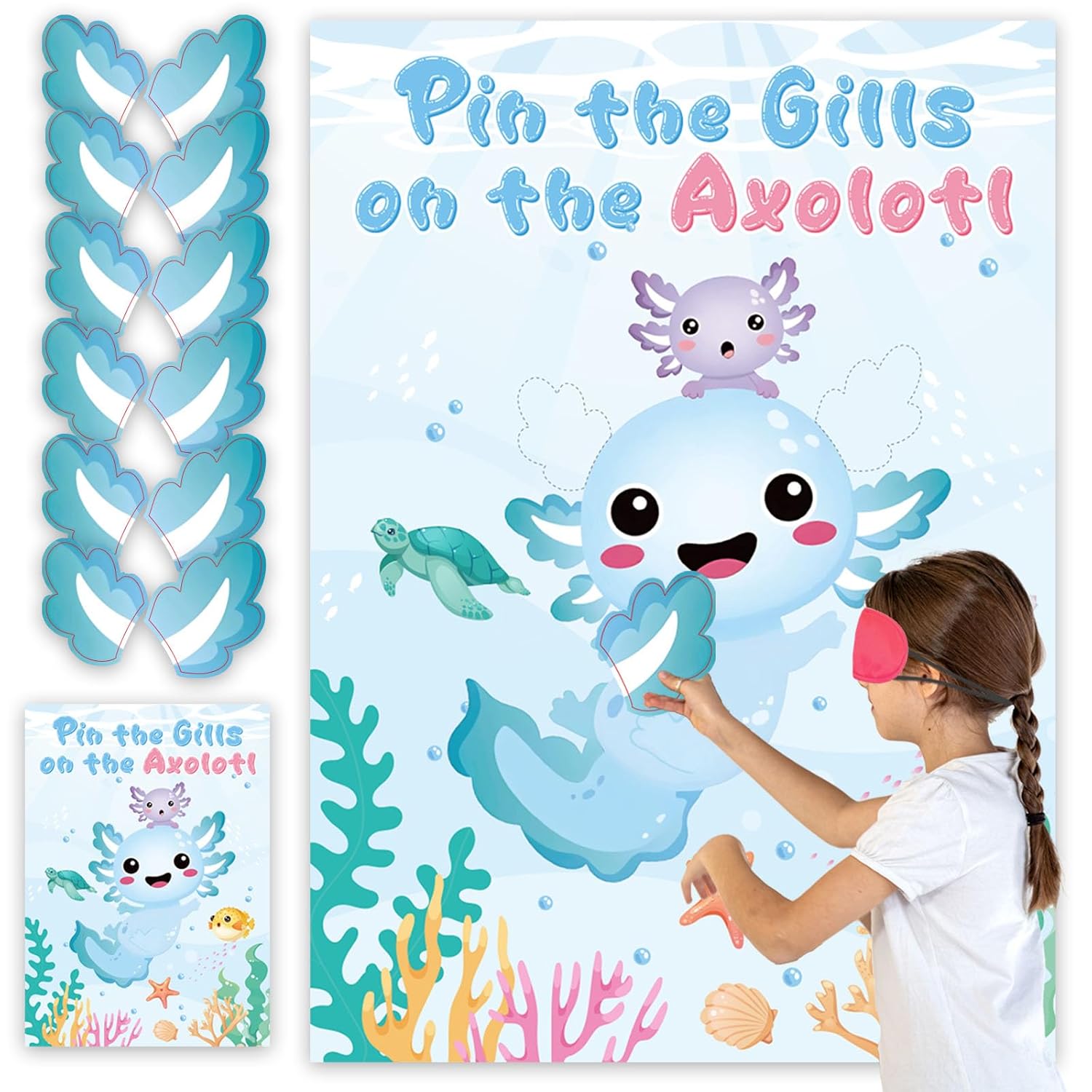 Pin The Gills On The Axolotl Party Game With Stickers And Blindfolds Axolotl Supplies Decorations Themed Activity For Parties Family Events And Gatherings