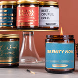 Serenity Now, Funny Lavender Vanilla Scented Candle, 100% Soy Wax | Seinfeld Merch Galentines Day Friendship Gifts For Women | Seinfeld Gifts Themed Merchandise | Birthday Present Idea For Friends