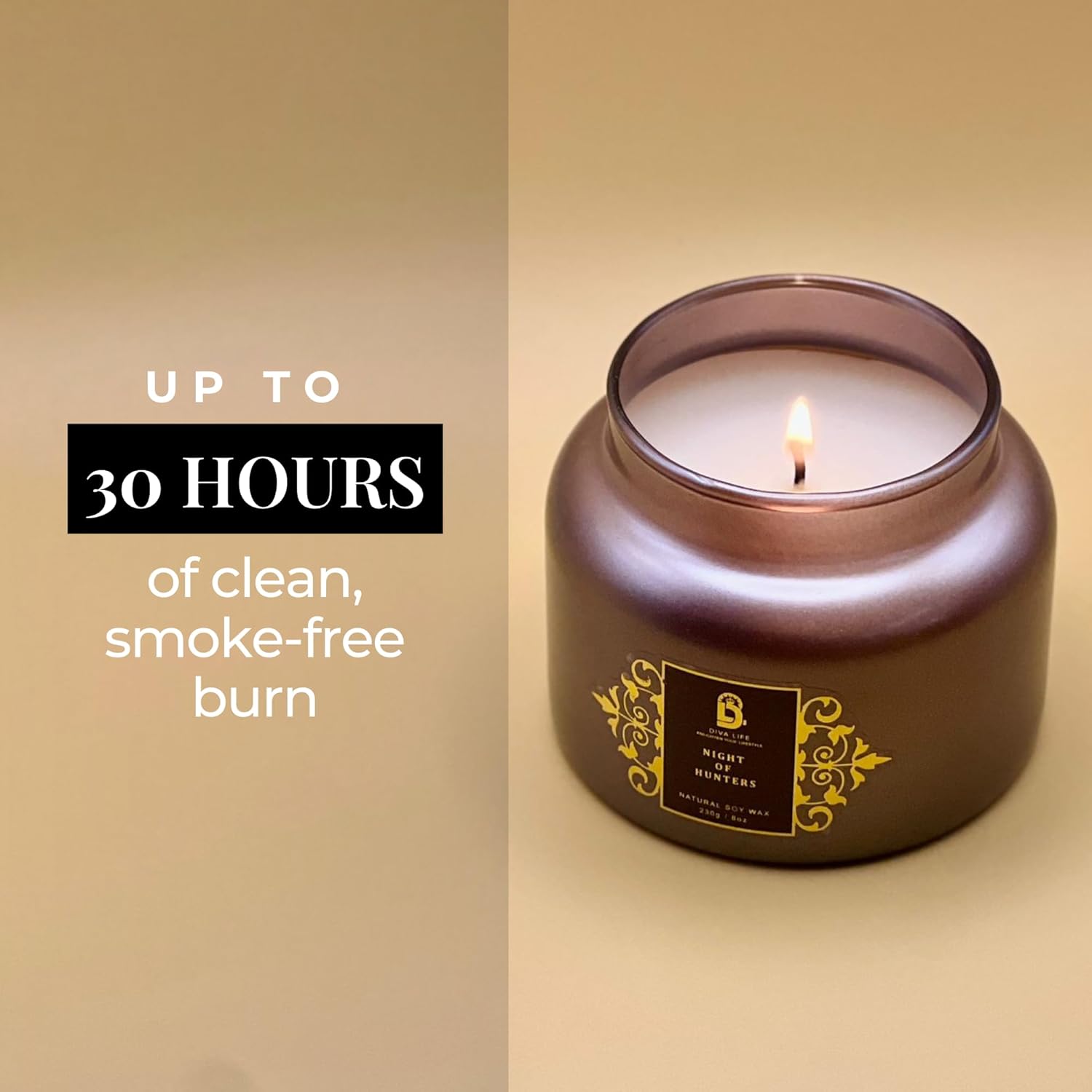 Night Of Hunters Glass Jar Candle – Handcrafted Wood Wick Soy Candles – Spiced & Woody Scent Aromatherapy Candle – Smokeless & Long Lasting Aromatic Candles W/ 35 Hour Burn Time
