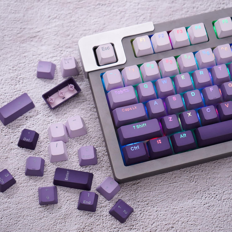 123 Keys Custom Shine Through Keycaps Pbt Doubleshot Gradient Purple Keycaps O