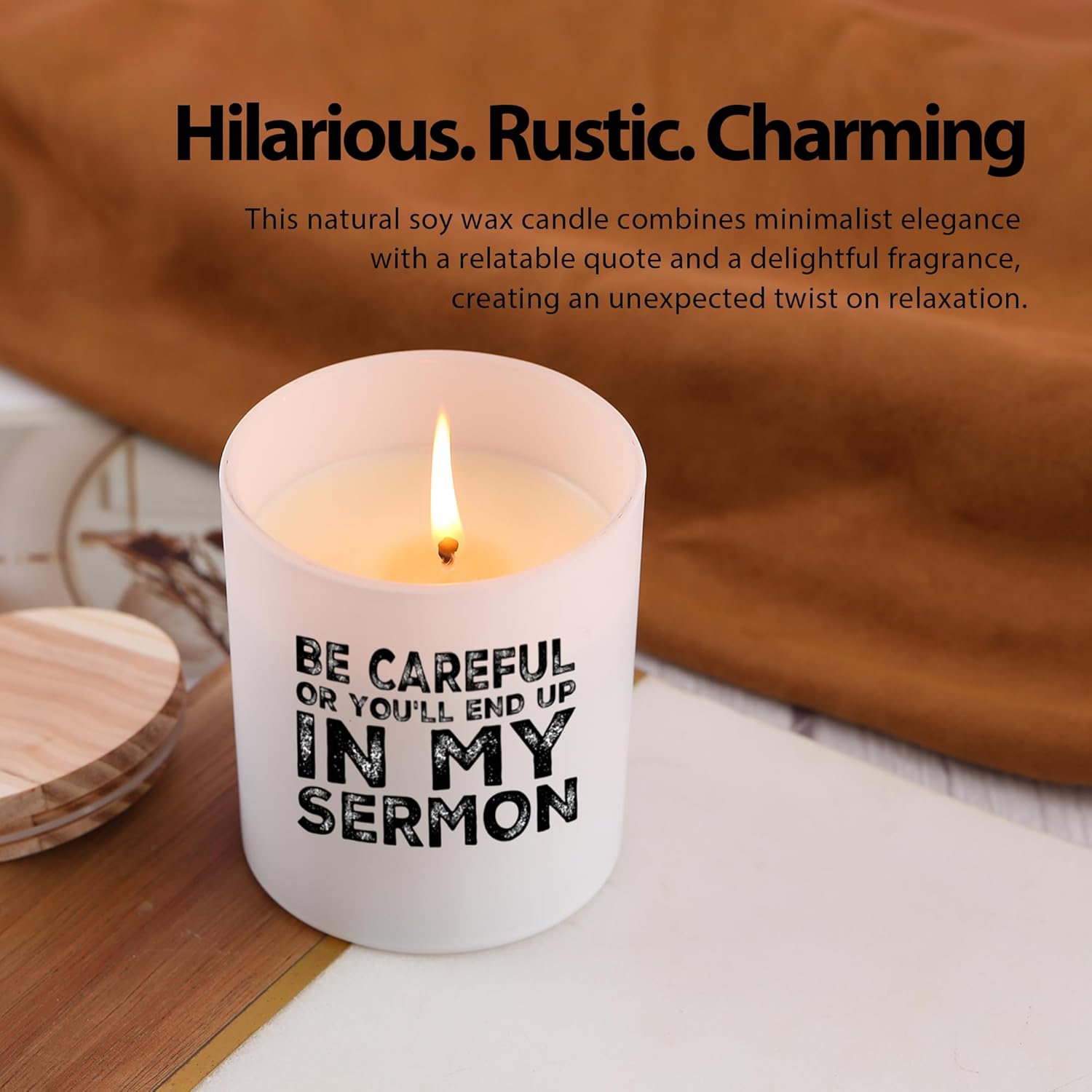 Be Careful Or You'Ll End Up In My Sermon Pastor Gifts Scented Candles For Home Office Preachers Ministers Gifts Jar Candles Lavender Sage Floral Scent Soy Wax Candles 9.5 Oz