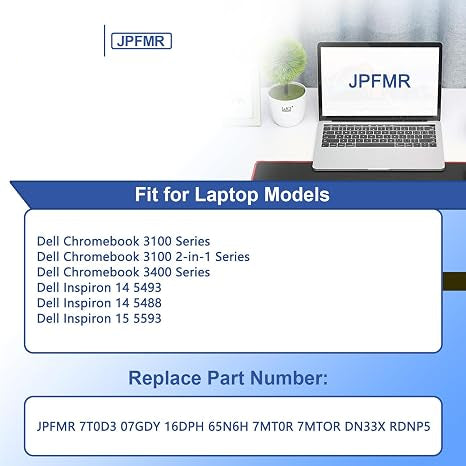 JPFMR Replacement Laptop Battery for Dell Chromebook and Inspiron Series