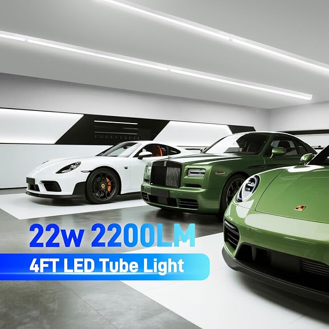 6 Pack 4FT LED Shop Lights 30W 4500LM Tunable Garage Ceiling Lighting for Workshop Warehouse Basement
