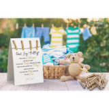 Don'T Say Baby Sign, Baby Shower Clothespin Game, Includes A 5X7 Standing Sign And 50 Mini Natural Clothespins - 036…