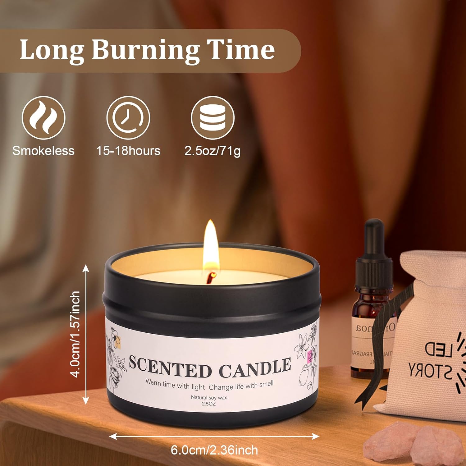 Scented Candles For Women And Men, 6 Pack Aromatherapy Candles For Home Scented, Natural Soy Jar Candle Bulk Gift Set For Christmas Birthday Thanksgiving Mother Coworker