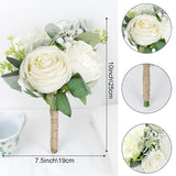 Bridesmaid Bouquets - Set Of 4 Ivory White Artificial Flowers Bouquet Wedding Rustic Small Floral Centerpieces For Marriage Proposal Party Anniversary Dining Table Decorations
