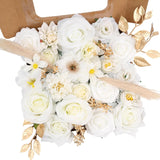 Artificial Flowers Combo Box Set, 33Pcs Silk Roses & White Peony With Stems For Diy Wedding Bouquets, Baby Shower, Party Centerpieces & Home Decor