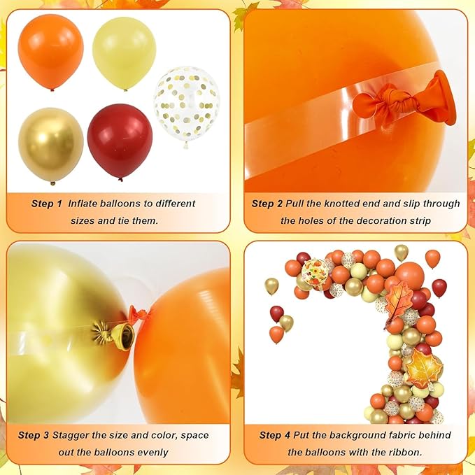 108Pcs Thanksgiving Fall Balloon Garland Arch Kit Foil Fringe Curtain Tablecloth Decor