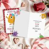Funny Grandson Valentine'S Day Card Gift, Cute Monster Valentines Card For Grandson, Here'S A Monstrously Big Hug