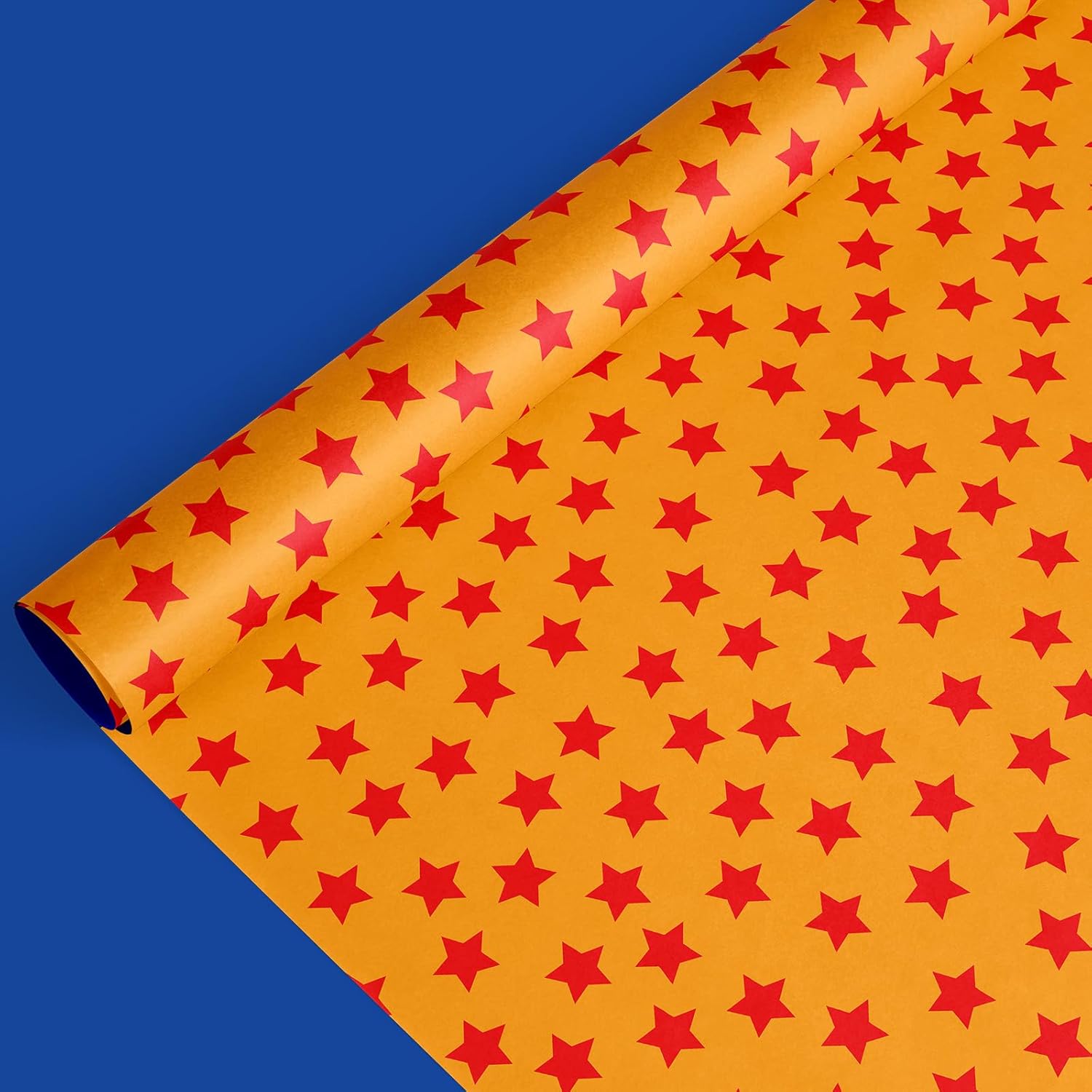 Anime Theme Wrapping Paper -Mini Roll- 17 Inch X 32.8Ft Blue Orange Star Gift Wrap Art Paper For Cartoon Animation Birthday Baby Shower Supplies