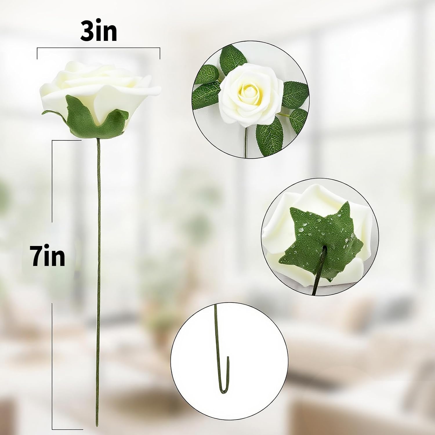 25Pcs Artificial Foam Roses With Stems-Lifelike Ombre Roses For Diy Wedding Bouquets, Centerpieces & Home Decor-White To Green Gradient