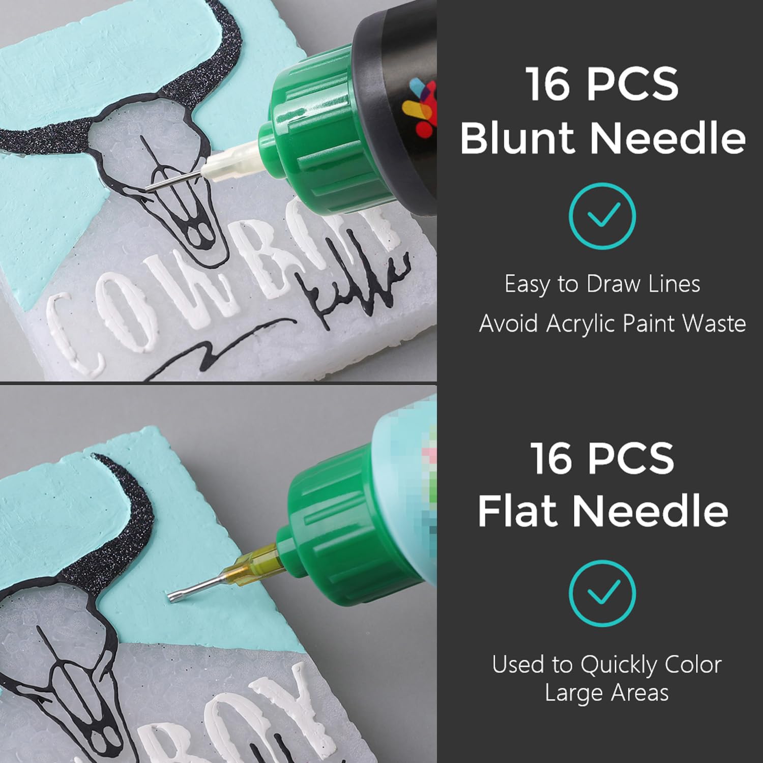 2Oz Matte Acrylic Paint Set With Precision Applicator Cap For Car Freshie Painting, Drawing And Diy Arts & Crafts Supplies For Adults(Pack Of 16)