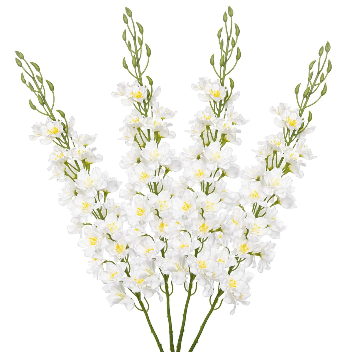 37'' White Delphinium Artificial Flowers Larkspur Faux Silk Bouquet For Tall Vases, Home & Wedding Floral Arrangements Indoor Decor,Delphinium Bulk Set For Centerpieces Garden Decorations