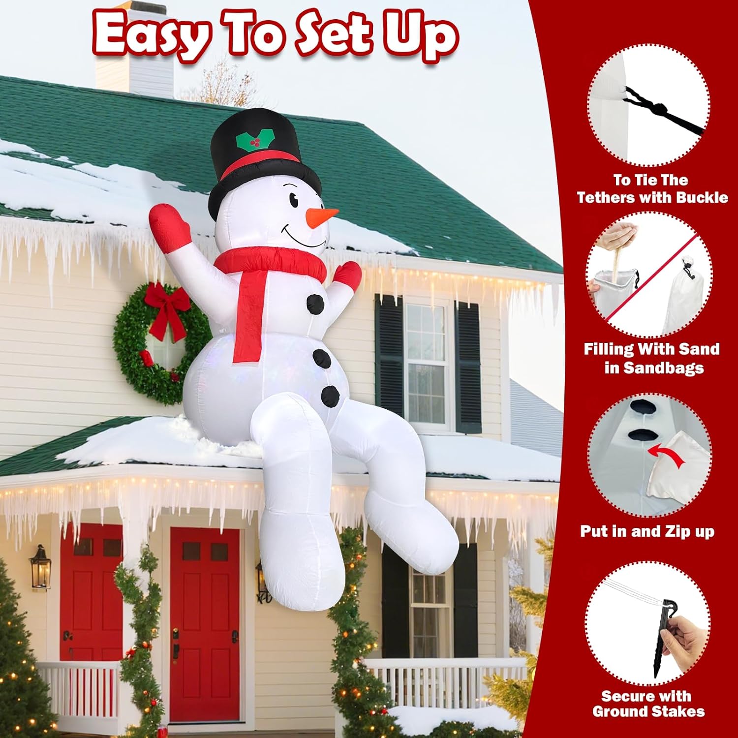 Rotating Snowflake Lights 8 Ft Giant Christmas Inflatables Snowman With Built-In Led Lights Christmas Decorations Outdoo