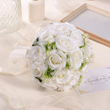 Wedding Bouquets For Bride, Artificial Flower Bouquet For Wedding Bridal Bouquets For Bride/Bridesmaid, Bouquets With Silk Ribbon [White]