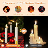 Window Candles, 12 Pack Battery Operated Window Candle With 2 Remote Timers, Led Christmas Window Candles With Candle Holders & Suction Cups For Christmas Decoration