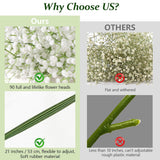 30 Pcs Babys Breath Artificial Flowers, 21" Long Stem Baby Breath Flowers Artificial Bulk, Faux Babies Breath Gypsophila Real Touch White Fake Flowers For Wedding Party Home Garden Decoration
